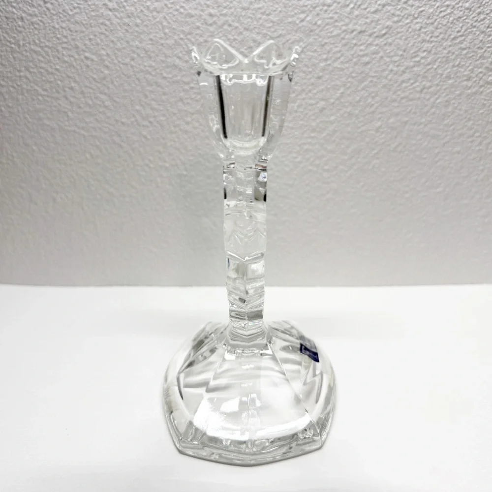 Vintage Crystal Clear Signatures Lead Crystal Floral Dual Candlestick